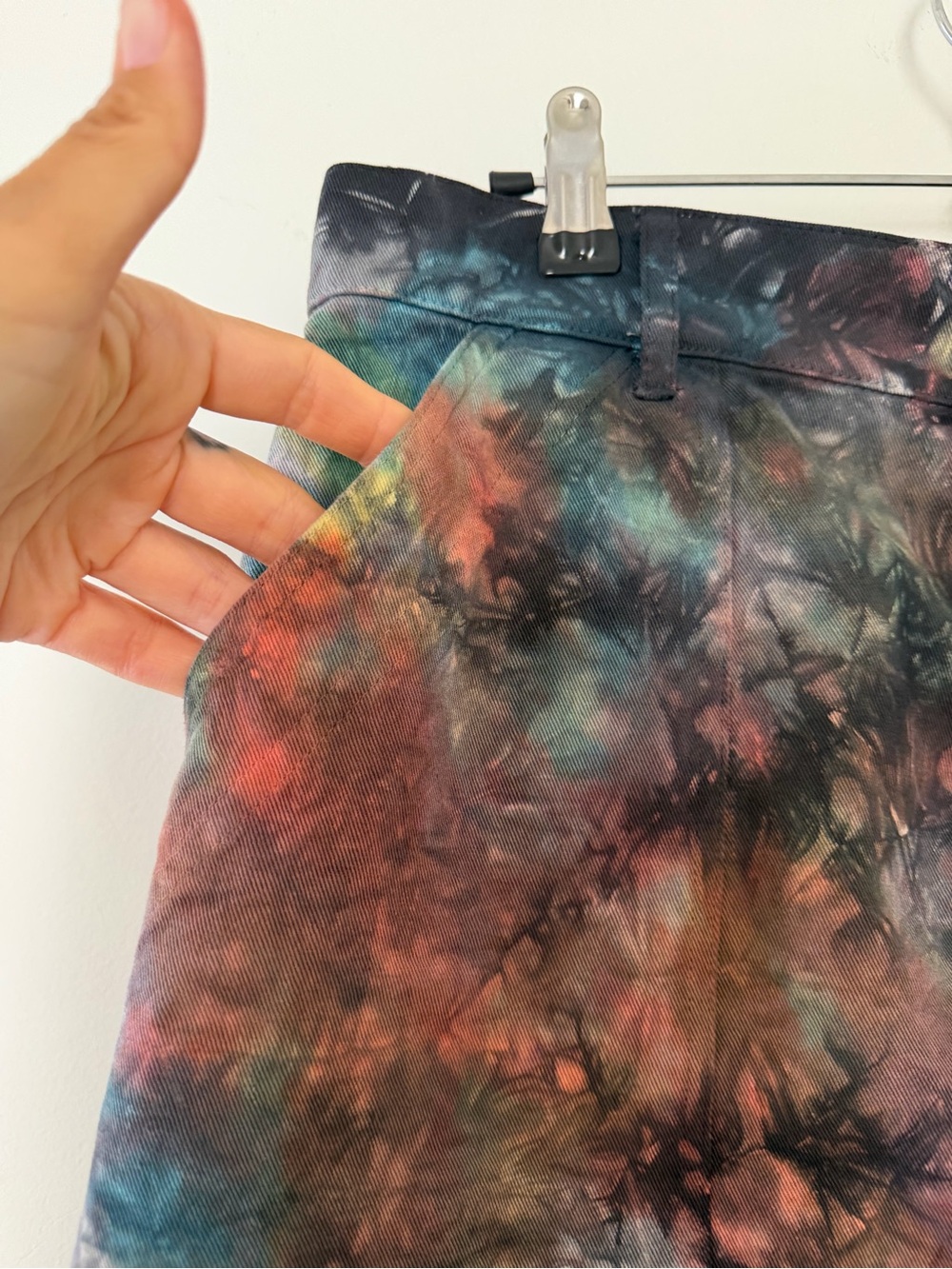Big Bud Press Workpant Shorts In Rainbow Magic Waters Tie Dye Heavy Cotton - Picture 3 of 6